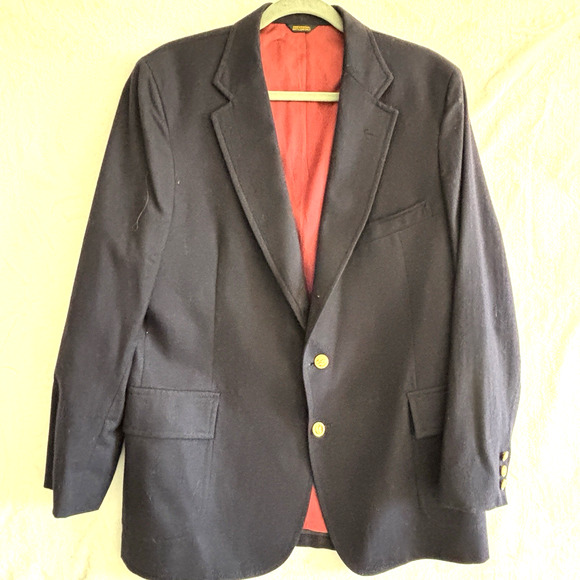 Vintage Patrick James Blazer Mens 42R Blue Wool Gold Buttons Sport Coat Jacket - Picture 1 of 16